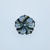 Bauhinia Flower Beads Black Mother Of Pearl 12mm Hand Carved Charms BM-0053