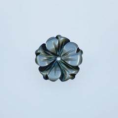 Bauhinia Flower Beads Black Mother Of Pearl 12mm Hand Carved Charms BM-0053