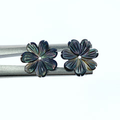 Black Daisy Flower Mother Of Pearl Beads 15mm BM-0022