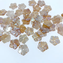 10pc Bauhinia Flower Pink Mother Of Pearl Shell Beads 12mm PM-0003