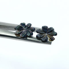 Black Daisy Flower Mother Of Pearl Beads 15mm BM-0022