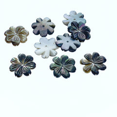 Black Daisy Flower Mother Of Pearl Beads 15mm BM-0022