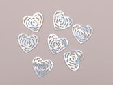 2pc Mother Of Pearl Heart Rose Filigree Charm Beads 24mm Pendants Hand Carved Natural Organic DIY Jewelry Earring Making Minimalist WM-0105