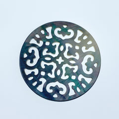 2pc Filigree Round Beads Black Mother Of Pearl Pendant Charms BM-0052