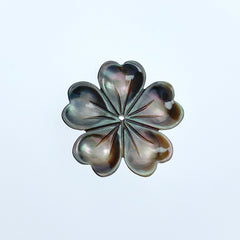 6pc Flower Beads Black Mother Of Pearl Flower 20mm Hand Made Natural Pearl BM-0082
