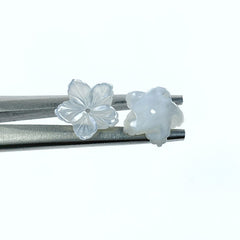 Tropical Flower Beads White Mother Of Pearl 12mm Hand Carved WM-0057