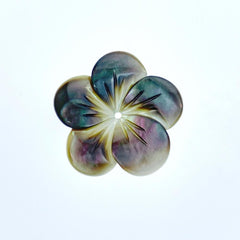 6pc 20mm Hand Carved Black Mother of Pearl 5-petal Flower Beads BM-0041