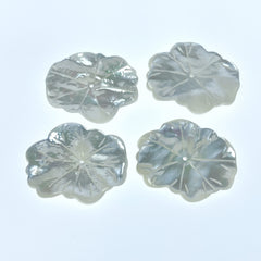2pc 22mm x 25mm Hand Made White Mother of Pearl Lotus Leaf Beads WM-0226