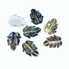 6pc Black Mother Of Pearl Leaf Beads Charms 17mm Hand Carved DIY Jewelry Earring Making Pendants Natural Pearl Paua Shell Beads BM-0007
