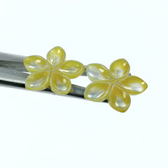 6pc 20mm Hand Carved Yellow Mother of Pearl 5-petal Flower Beads YM-0003