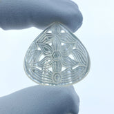 2pc Carved Drop Flower Beads White Mother of Pearl Hand Carved WM-0154