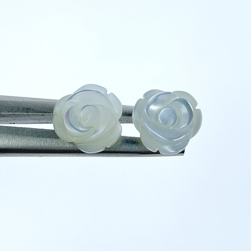Buy Rose Flower Beads White Mother Of Pearl 10mm Hand Carved WM-0013