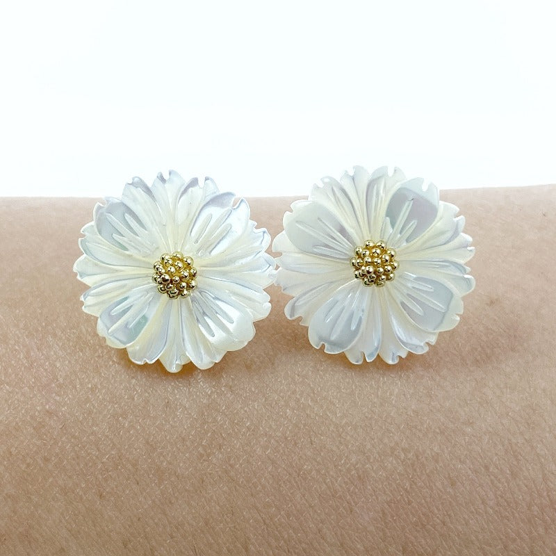 Buy Daisy Flower Beads White Mother Of Pearl At BestBeadSupply.com