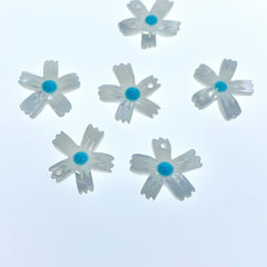 Buy Flower Beads White Mother Of Pearl 15mm Hand Carved WM-0187