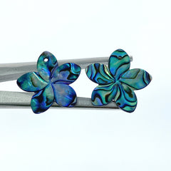 2pc Plumeria Flower Abalone Shell 20mm Hand Carved Pendants AB-0012