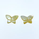 4pc Yellow Mother Of Pearl Butterfly Beads Hand Carved 12mm Charms Pendants DIY Jewelry Earring Making Natural Pearl Handmade YM-0004