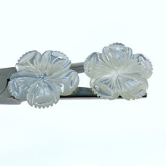 4pc 28mm Hand Carved White Mother of Pearl 5-petal Flower Pendants WM-0205