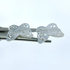 2pc 18mm x 25mm White Mother of Pearl Filigree Butterfly Connector Pendants WM-0219