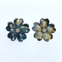 6pc Flower Beads Black Mother Of Pearl Flower 20mm Hand Made Natural Pearl BM-0082