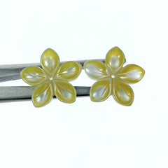 6pc 20mm Hand Carved Yellow Mother of Pearl 5-petal Flower Beads YM-0003
