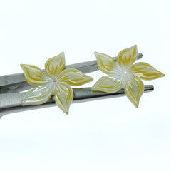 6pc 20mm Hand Carved Yellow Mother of Pearl 5-petal Flower Beads YM-0014