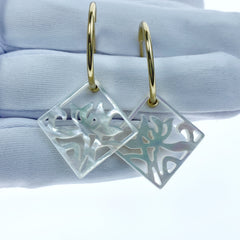 2pc 18mm Organic Hand Made White Mother of Pearl Orchid Flower Pendants WM-0064