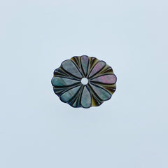 Daisy Flower Beads Black Mother Of Pearl 12mm Hand Carved Charms BM-0065