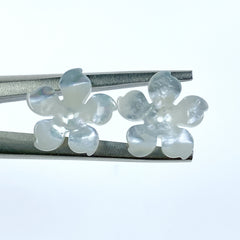 4pc 15mm Hand Carved White Mother of Pearl 5-petal Flower Beads WM-0153