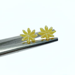 10pc Hand Carved Yellow Mother of Pearl Tropical Flower Shaped Beads Hawaiian Minimalistic Design For Earrings DIY Jewelry Organic YM-0018