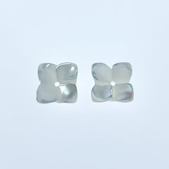 10pc Mother Of Pearl 4 Petal Flower Beads 10mm Charm White Hand Carved Pendant DIY Jewelry Earrings Hawaii Minimalist Design Bride WM-0010