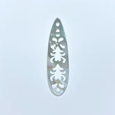 2pc 11mm x 39mm Natural White Mother of Pearl Filigree Drop Shape Pendants WM-0128
