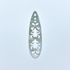 2pc 11mm x 39mm Natural White Mother of Pearl Filigree Drop Shape Pendants WM-0128