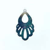 2pc 20mm x 35mm Natural Black Mother of Pearl Filigree Drop Shape Pendants BM-0057