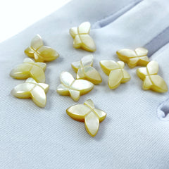 4pc Yellow Mother Of Pearl Butterfly Beads Hand Carved 12mm Charms Pendants DIY Jewelry Earring Making Natural Pearl Handmade YM-0004
