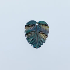 Black Mother Of Pearl Leaf Beads 14mm Hand Carved