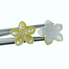 6pc 20mm Hand Carved Yellow Mother of Pearl 5-petal Flower Beads YM-0003