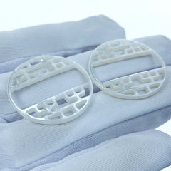 2pc Filigree Round Pendant Beads Organic White Mother of Pearl WM-0014