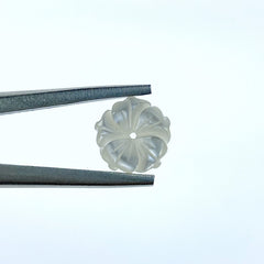 Bauhinia Flower Beads White Mother Of Pearl 12mm Hand Carved WM-0208