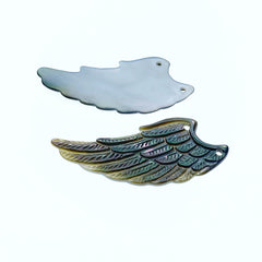 Angel Wings Black Mother Of Pearl Connector Pendants BM-0070