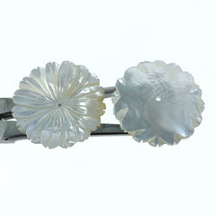 Daisy Flower Beads White Mother of Pearl DIY Jewelry WM-0082