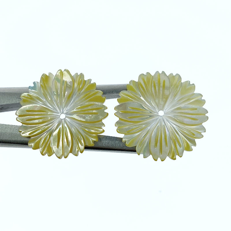 Daisy Flower Beads Yellow Mother Of Pearl YM-0008