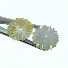 Daisy Flower Beads Yellow Mother Of Pearl YM-0008
