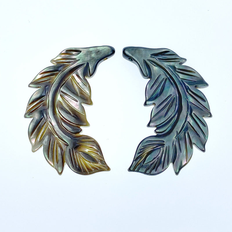 Feather Beads Black Mother of Pearl BM-0024