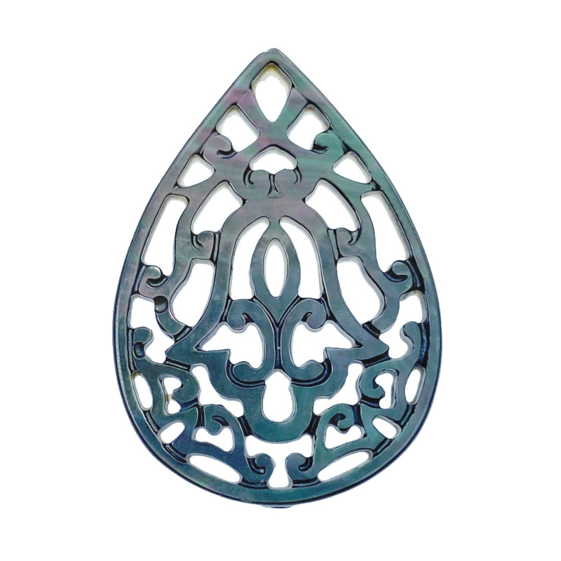 Filigree Drop Beads Black Mother Of Pearl BM-0001