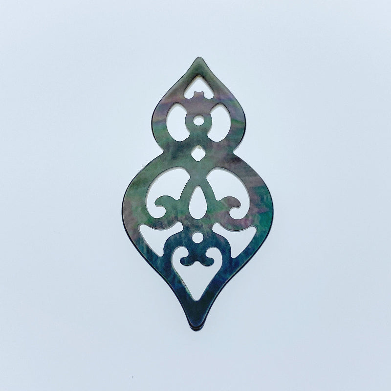 Filigree Drop Beads Black Mother Of Pearl BM-0040