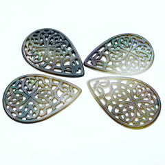 Filigree Drop Beads Black Mother Of Pearl BM-0055
