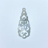 Filigree Drop Mother Of Pearl Earring Making Dangle 35mm Jewelry Making Necklace Pendant Hand Carved Minimalist Natural Organic WM-0040