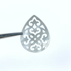 Filigree Drop Beads White Mother of Pearl Pendants WM-0144