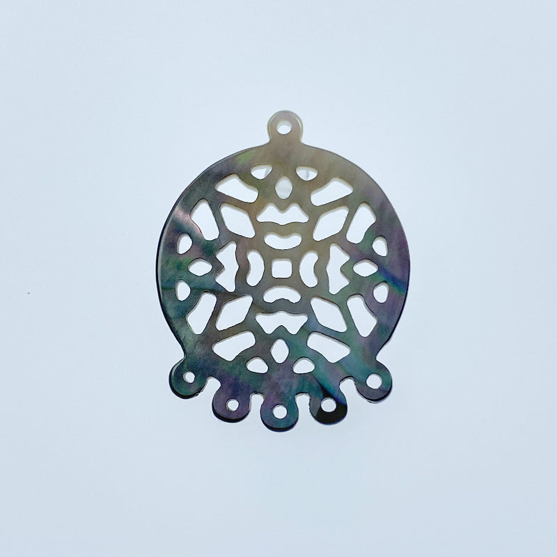 Filigree Round Pendants Black Mother of Pearl BM-0116