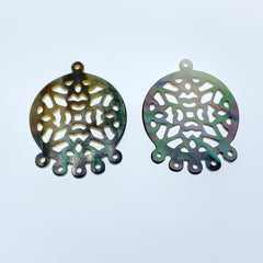 Filigree Round Pendants Black Mother of Pearl BM-0116
